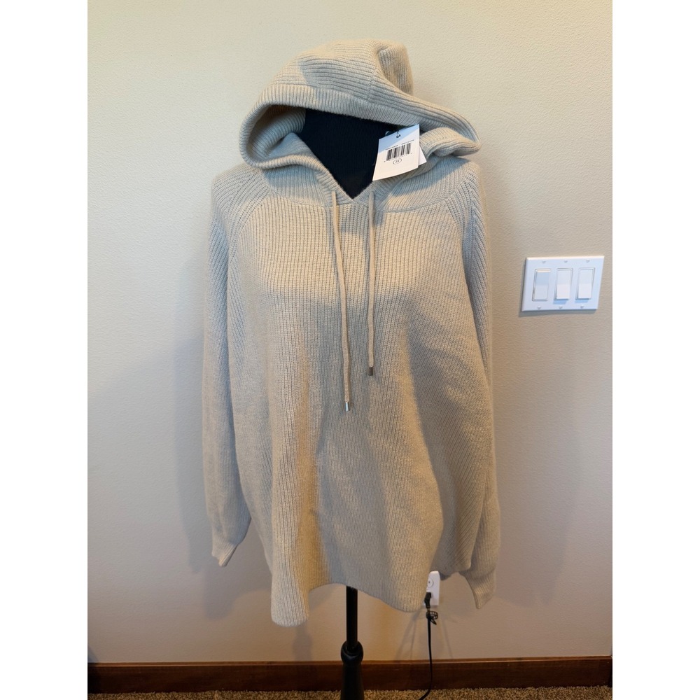 Grey Stone Knit Hoodie 3X Oversized Sweater Cozy Warm Pullover